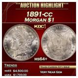 1891-cc Morgan Dollar $1 Grades ms64+