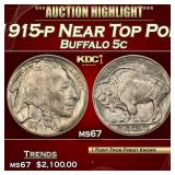 1915-p Buffalo Nickel Near Top Pop! 5c ms67 SEGS