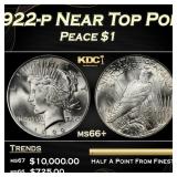 1922-p Peace Dollar Near Top Pop $1 ms66+ SEGS
