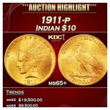 1911-p Gold Indian Eagle $10 ms65+ SEGS