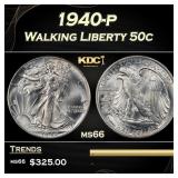 1940-p Walking Liberty Half Dollar 50c Grades ms66