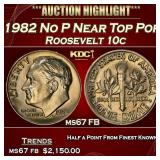 1982 No P Roosevelt Dime Near Top Pop 10c Grades m