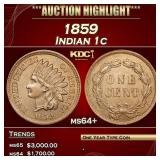 1859 Indian Cent 1c ms64+ SEGS