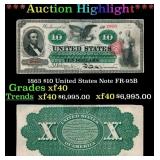 1863 $10 United States Note Grades xf FR-95B
