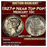 1927-p Mercury Dime Near Top Pop! 10c ms67+ FSB SE