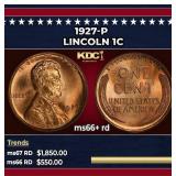 1927-p Lincoln Cent 1c ms66+ rd SEGS