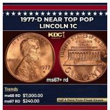 1977-d Lincoln Cent Near Top Pop 1c ms67+ rd SEGS