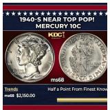 1940-s Mercury Dime Near Top Pop! 10c ms68 SEGS