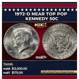 1972-d Kennedy Half Dollar Near Top Pop 50c ms67+