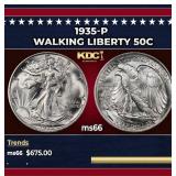 1935-p Walking Liberty Half Dollar 50c Grades ms66