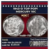 1943-d Mercury Dime TOP POP! 10c ms68+ FSB SEGS