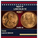 1927-p Lincoln Cent 1c Grades ms66 rd