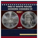1992-d White House Modern Commem Dollar $1 ms70 SE