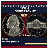 1975-s Proof Jefferson Nickel 5c pr70 dcam SEGS