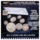 4 Coin 1907-1921 Silver Denver Mint Denomination S