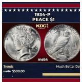 1934-p Peace Dollar $1 Grades ms64
