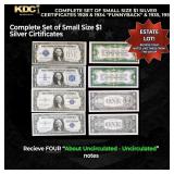 COMPLETE Set of Small Size $1  Silver Certificates