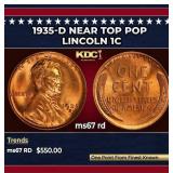 1935-d Lincoln Cent Near Top Pop 1c ms67 rd SEGS