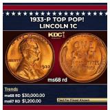1933-p Lincoln Cent TOP POP! 1c ms68 rd SEGS