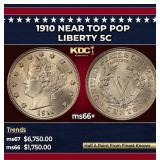 1910 Liberty Nickel Near Top Pop 5c ms66+ SEGS