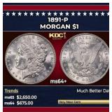 1891-p Morgan Dollar $1 ms64+ SEGS