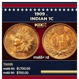 1909 Indian Cent . 1c ms65+ rd SEGS
