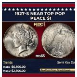 1927-s Peace Dollar Near Top Pop $1 ms65 SEGS