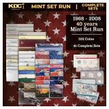 1968-2008 40 Years Mint Set Run - 533 Coins, 41 Co