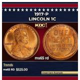 1917-p Lincoln Cent 1c Grades ms65 rd