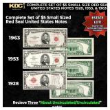 Complete Set of $5 Small Size Red Seal United Stat