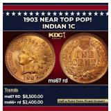 1903 Indian Cent Near Top Pop! 1c ms67 rd SEGS