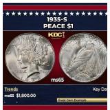 1935-s Peace Dollar $1 ms65 SEGS