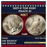 1927-p Peace Dollar TOP POP! $1 ms66 SEGS