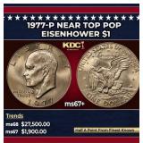 1977-p Eisenhower Dollar Near Top Pop $1 ms67+ SEG