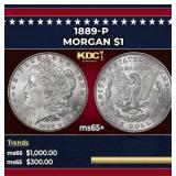 1889-p Morgan Dollar $1 Grades ms65+