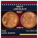 1915-p Lincoln Cent 1c ms66 rd SEGS