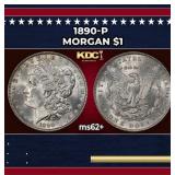 1890-p Morgan Dollar $1 Grades ms62+