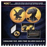 2025 24K Gold & Black Ruthenium Gilded 1oz America