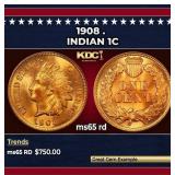 1908 Indian Cent . 1c Grades ms65 rd