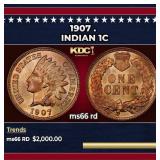 1907 Indian Cent . 1c ms66 rd SEGS