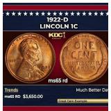 1922-d Lincoln Cent 1c ms65 rd SEGS
