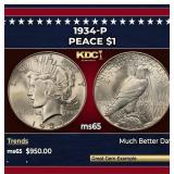 1934-p Peace Dollar $1 Grades ms65