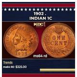 1902 Indian Cent . 1c Grades ms64 rd