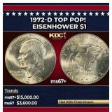 1972-d Eisenhower Dollar TOP POP! $1 ms67+ SEGS