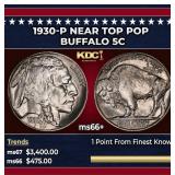 1930-p Buffalo Nickel Near Top Pop 5c ms66+ SEGS