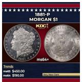 1881-p Morgan Dollar $1 Grades ms64+