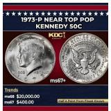 1973-p Kennedy Half Dollar Near Top Pop 50c ms67+