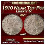 1910 Liberty Nickel Near Top Pop 5c ms66 SEGS