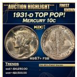 1931-d Mercury Dime TOP POP! 10c ms67+ fsb SEGS