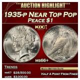 1935-p Peace Dollar Near Top Pop $1 ms66+ SEGS